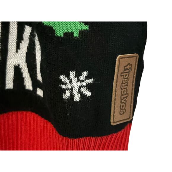 Tipsy Elves Men’s Drinking Game Ugly Christmas Sweater Size M Red Black Pullover - Picture 7 of 9